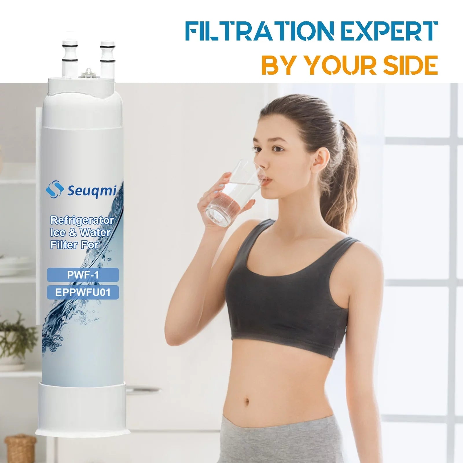 2Pack Seuqmi brand water and ice filters are compatible with Frigidaire®PurePour PWF-1 FPPWFU01