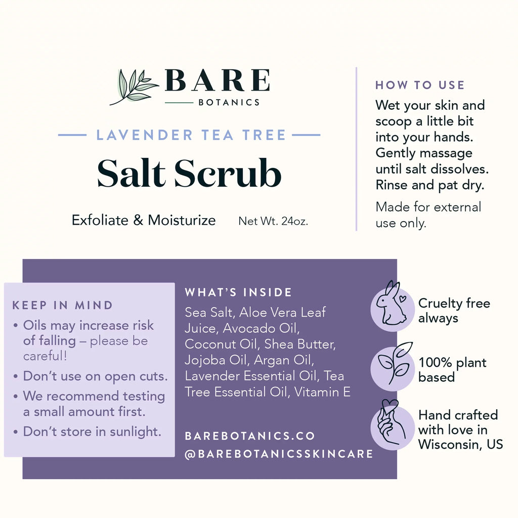Bare Botanics Body Scrub Termination Tea Tree Sea Salt Scrub 24 oz