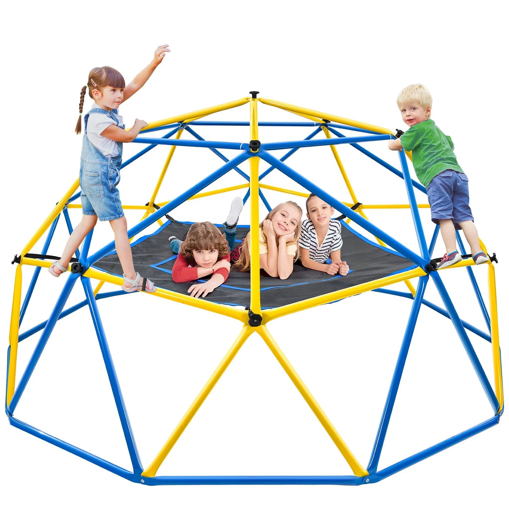 JUGADER 800 lbs Dome Climber with Canopy 10FT Steel Frame Climbing Dome with Swing and Hammock For Kids