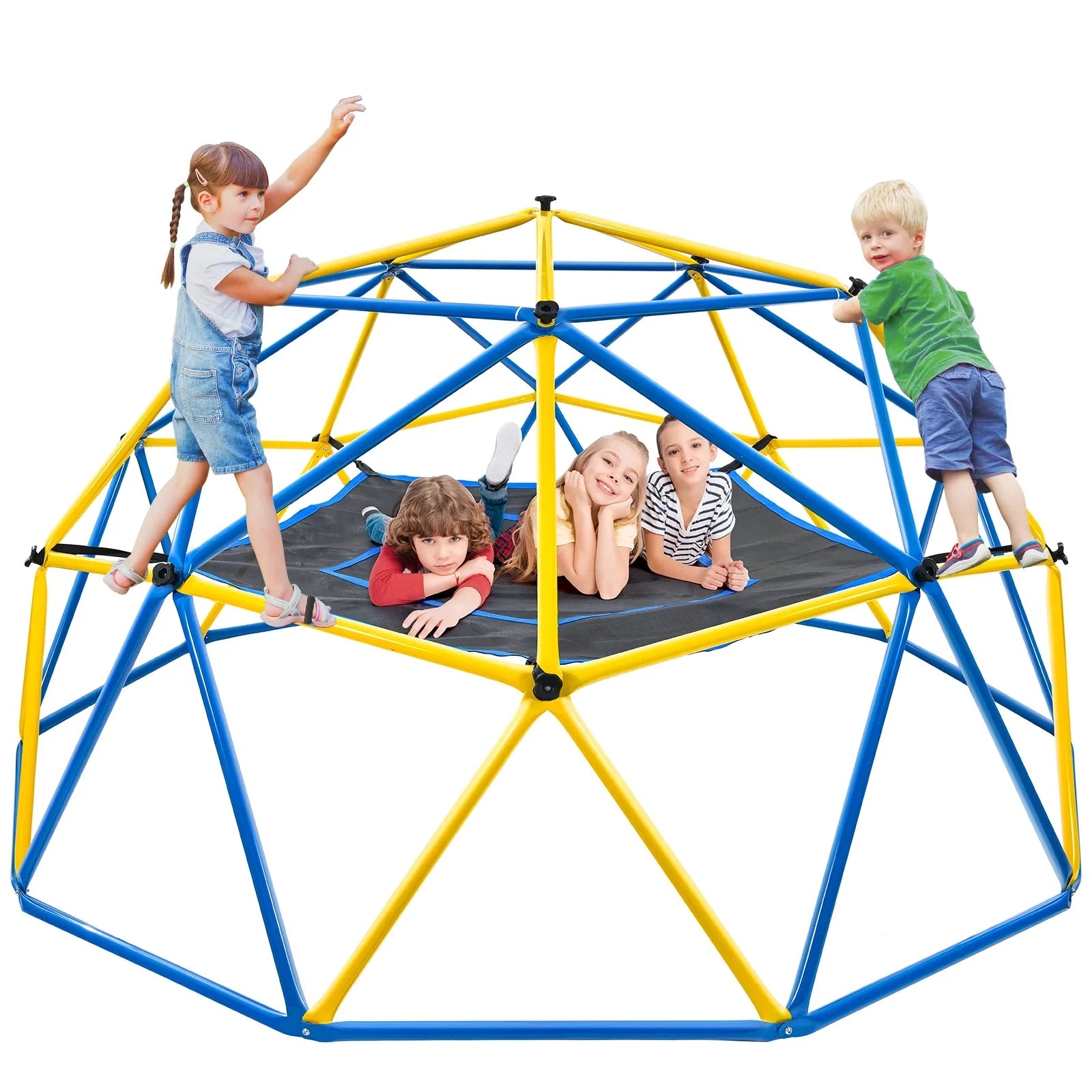 JUGADER 800 lbs Dome Climber with Canopy 10FT Steel Frame Climbing Dome with Swing and Hammock For Kids