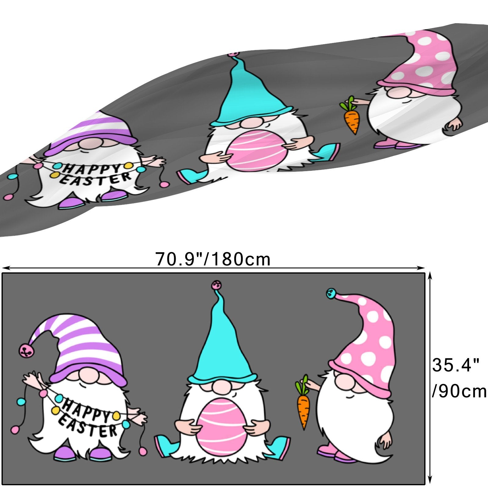 FREEAMG Easter Gnomes Silk Long Scarf for Individuals Large Oblong Sunscreen Shawls Wraps Neck Headscarf Hair Wraps Gift Packed