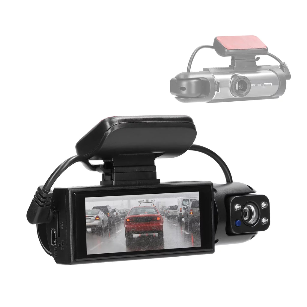 Meterk Multi-language Dual Lens Car Video Recorder Auto Dash Cam Car Recorder Night Viewing Motion Detection DVR 170 Degree Wide Angle Car Camcorder