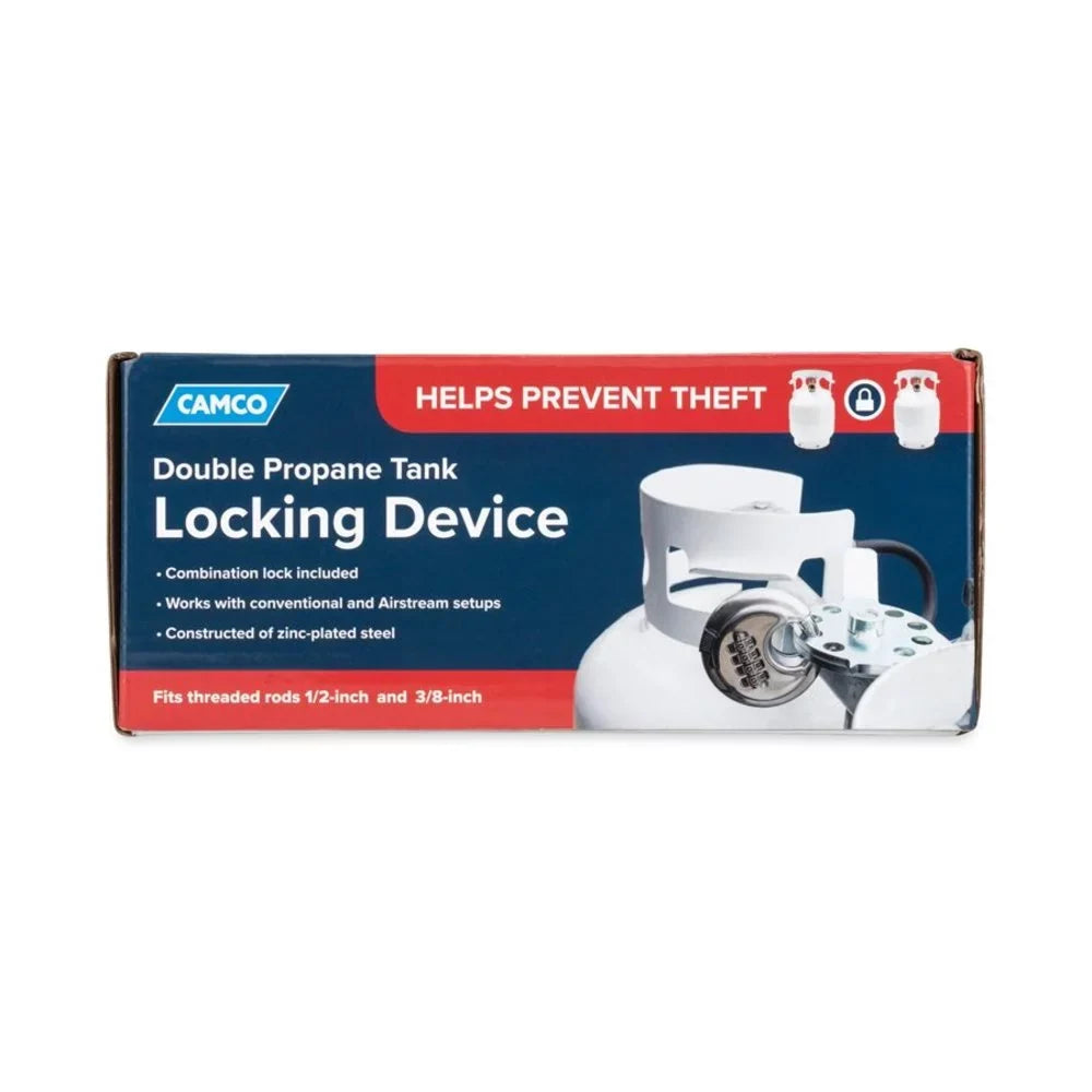 Camco Camper/RV Double Propane Tank Locking Device | Features a Combination Lock for Keyless Access & Heavy-Duty Steel Design (40590)