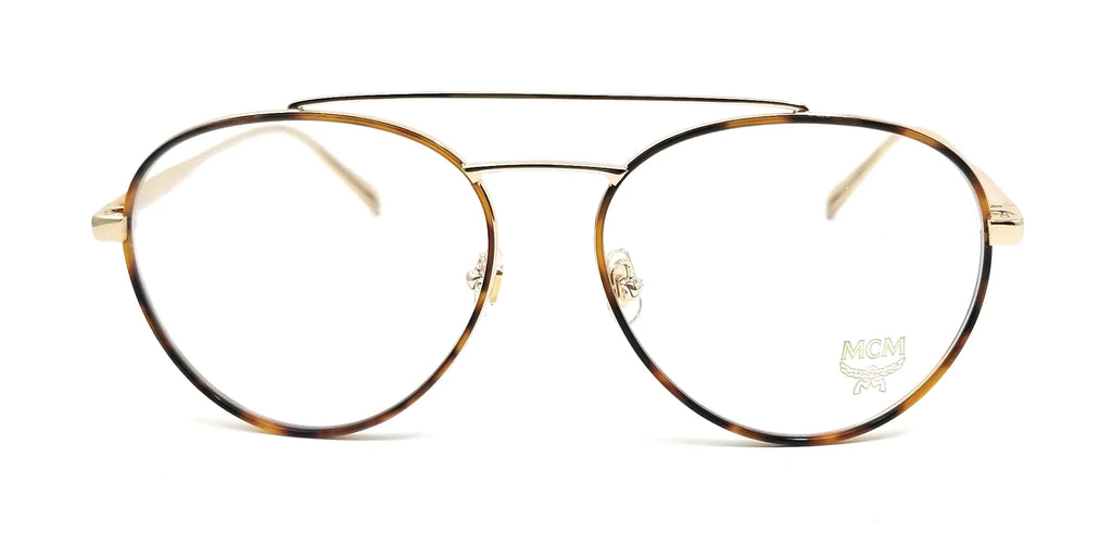 MCM Eyeglasses 2121 723 Shiny Gold-Havana Aviator Unisex 55x16x145