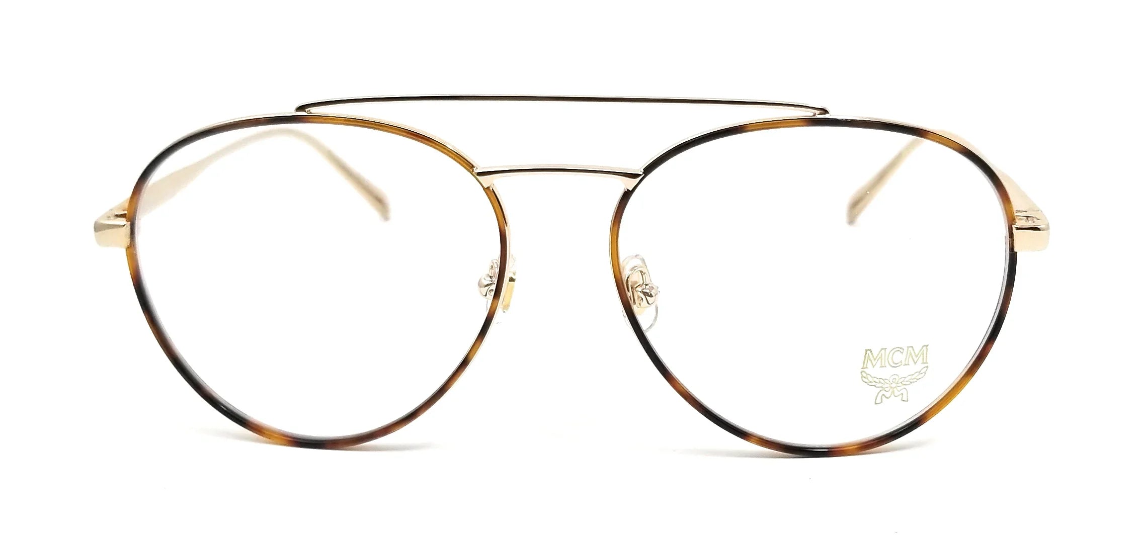 MCM Eyeglasses 2121 723 Shiny Gold-Havana Aviator Unisex 55x16x145