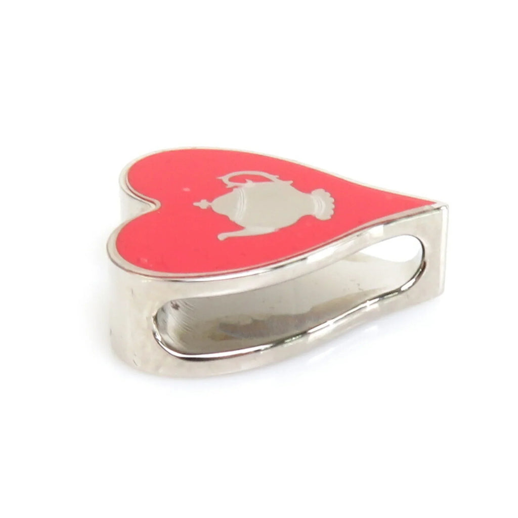 Pre-Owned HERMES Scarf Muffler Ring Tea Time Metal/Enamel Silver/Red Individuals (Good)