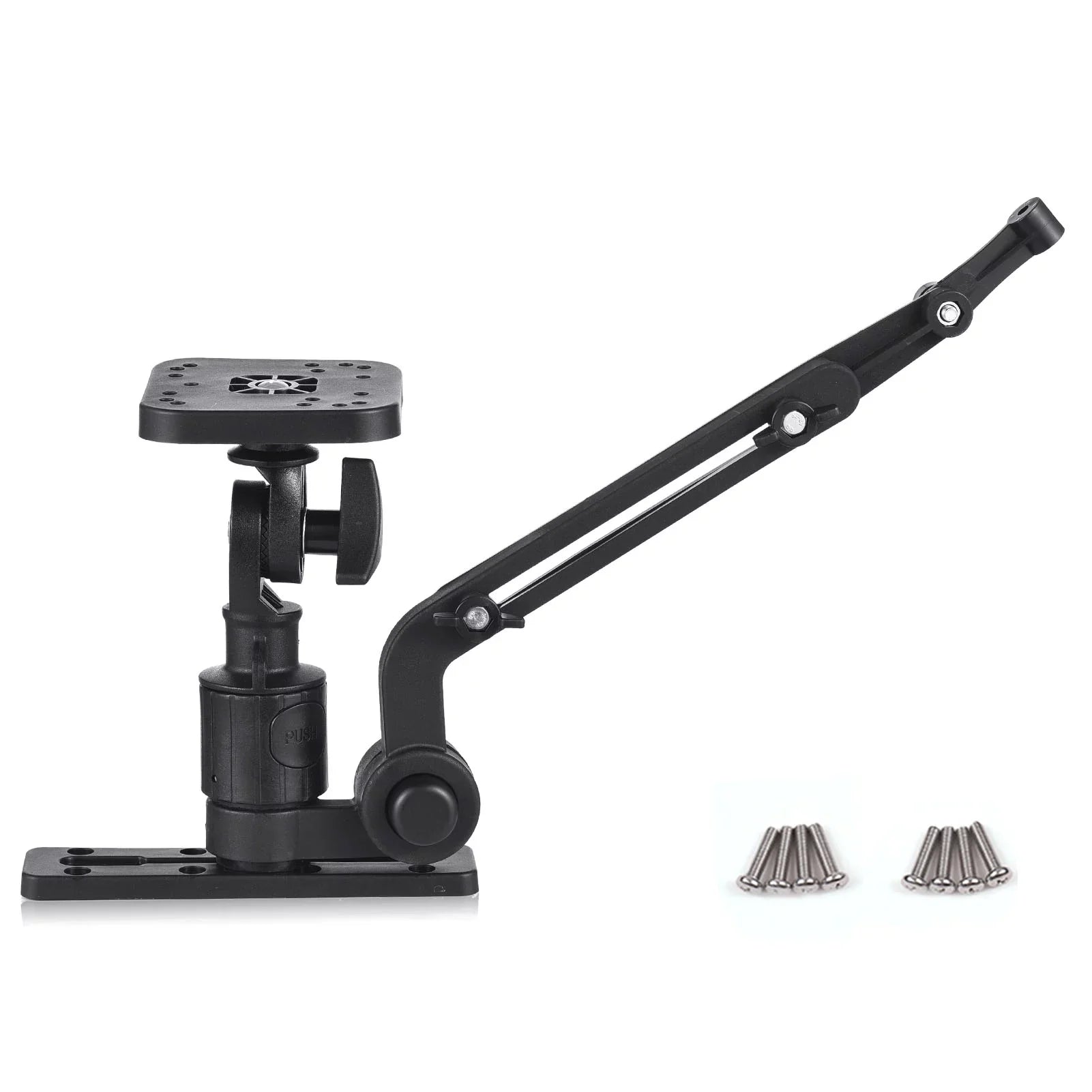 Tomshoo Durable Kayak Boat Transducer Mounting Arm, Fish Finder Mount Base Adapter, 360 Degree Swivel