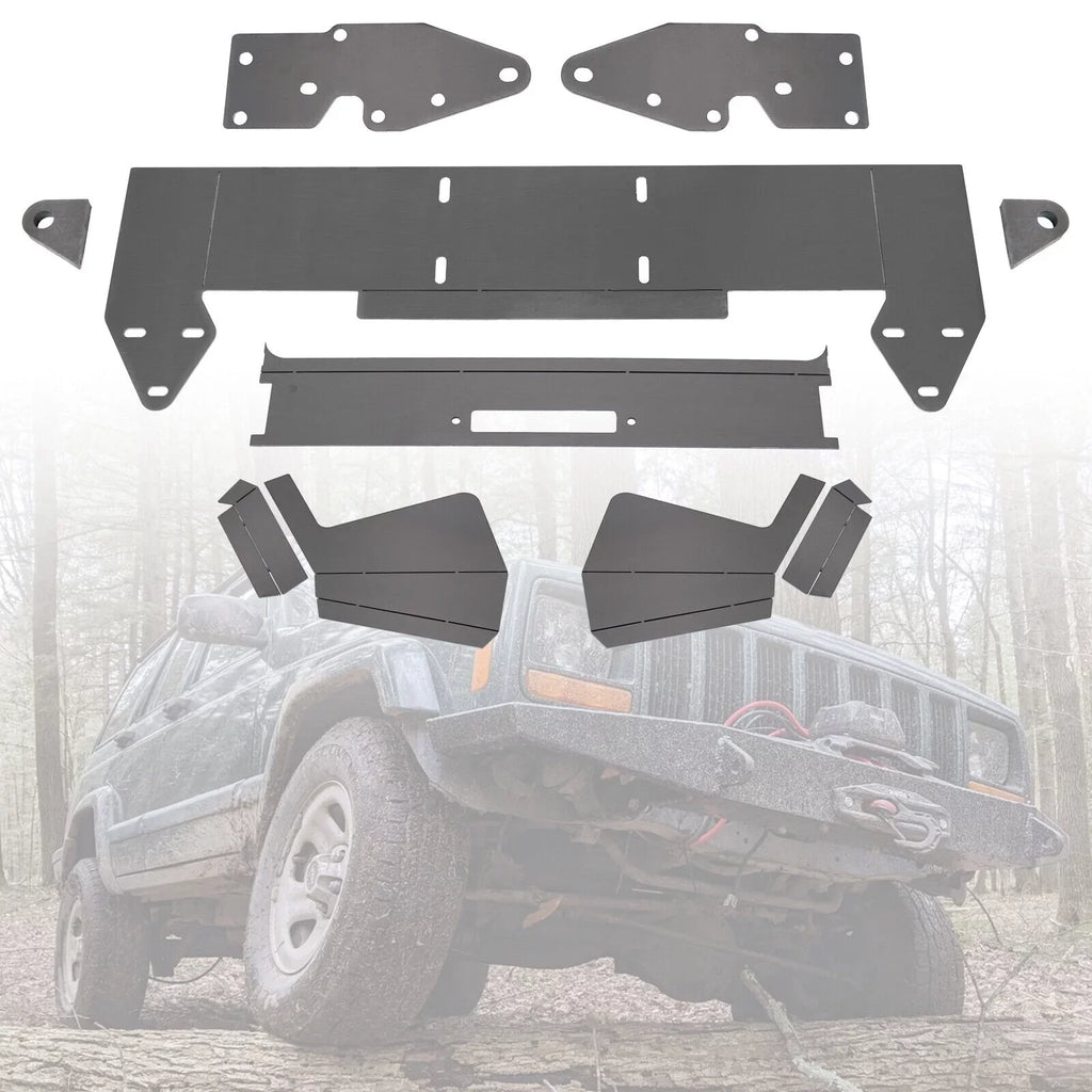 KOJEM DIY Front Bumper Bare Metal Kit for 1984-2001 Jeep Cherokee XJ Winch Mount Plate