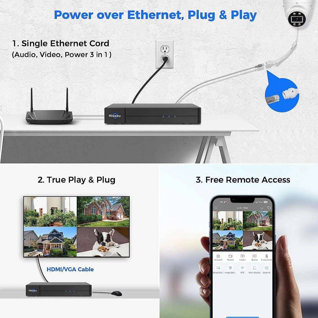 Hiseeu [2 Way Audio] 5MP IP PoE Security Camera, Security Camera Outdoor&Indoor, IP67 Waterproof, Night Vision, Human/Vehicle Detect Compatible PoE Security Camera System for 24/7 Record