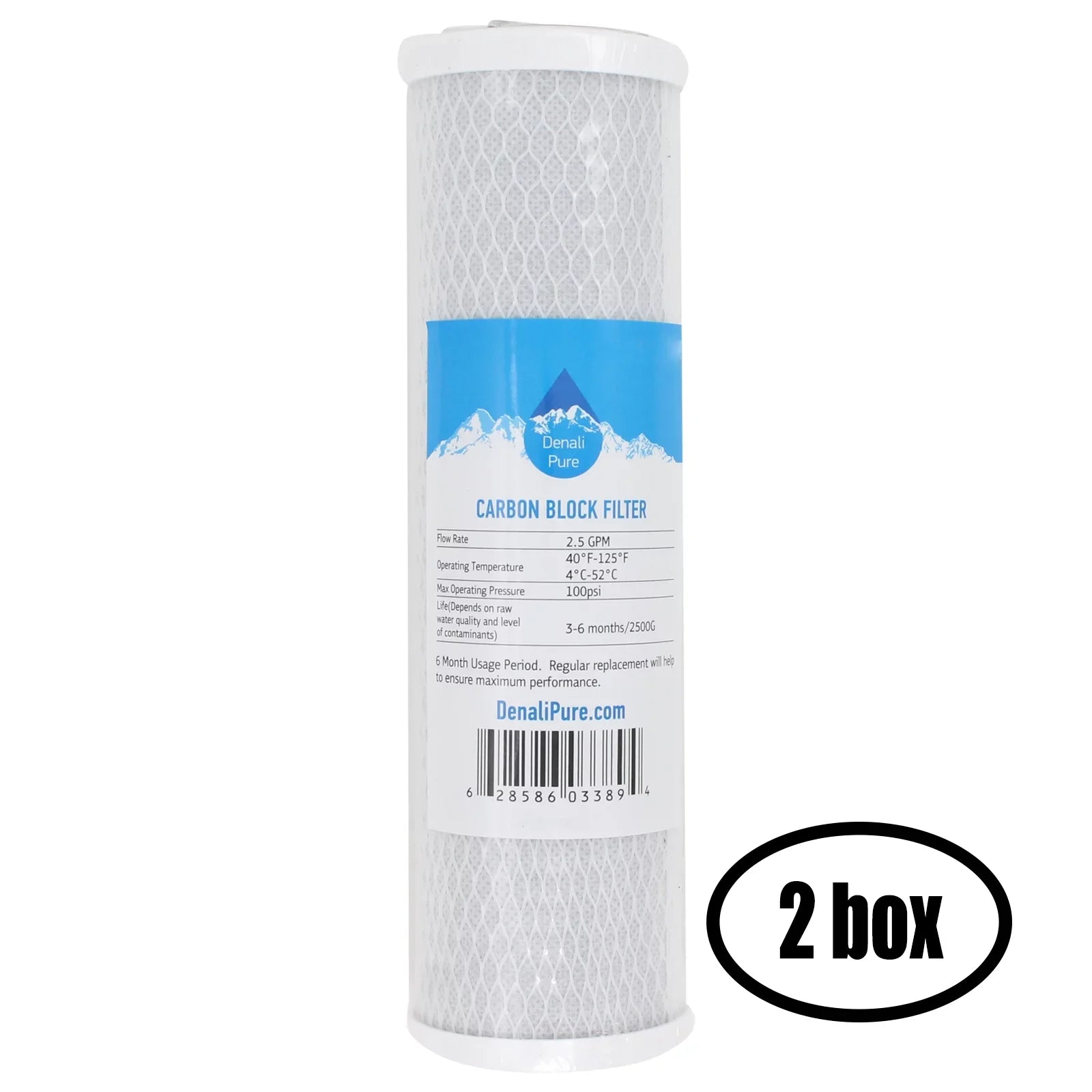 2 Boxes of Gentlemen for Crystal Quest CQE-CT-00118 Activated Carbon Block Filter - Universal 10 inch Filter for CRYSTAL QUEST Mega Water Filter system - Denali Pure Brand