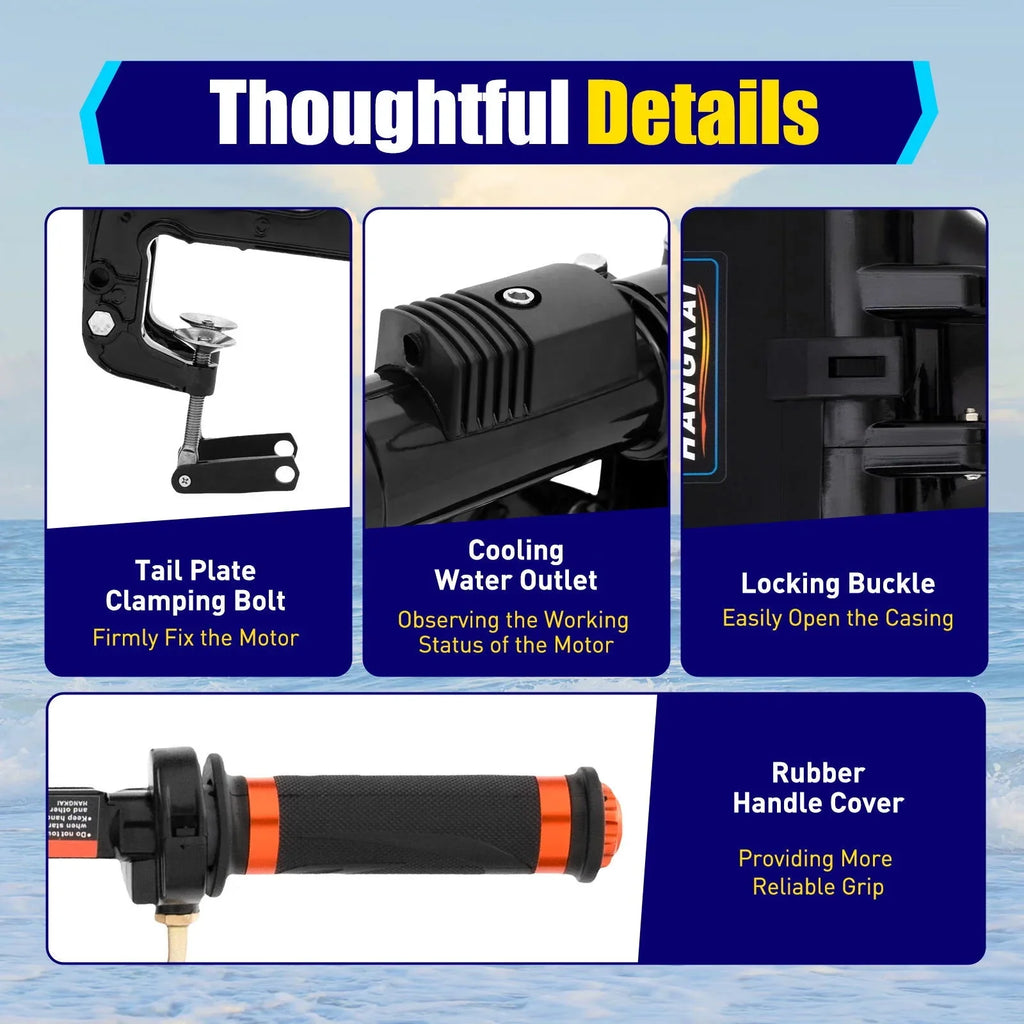 WUZSTAR 3.6HP 2 Stroke Outboard Motor,Trolling Boat Engine Motor for Fishing Aquaculture Outdoor Adventure Boat