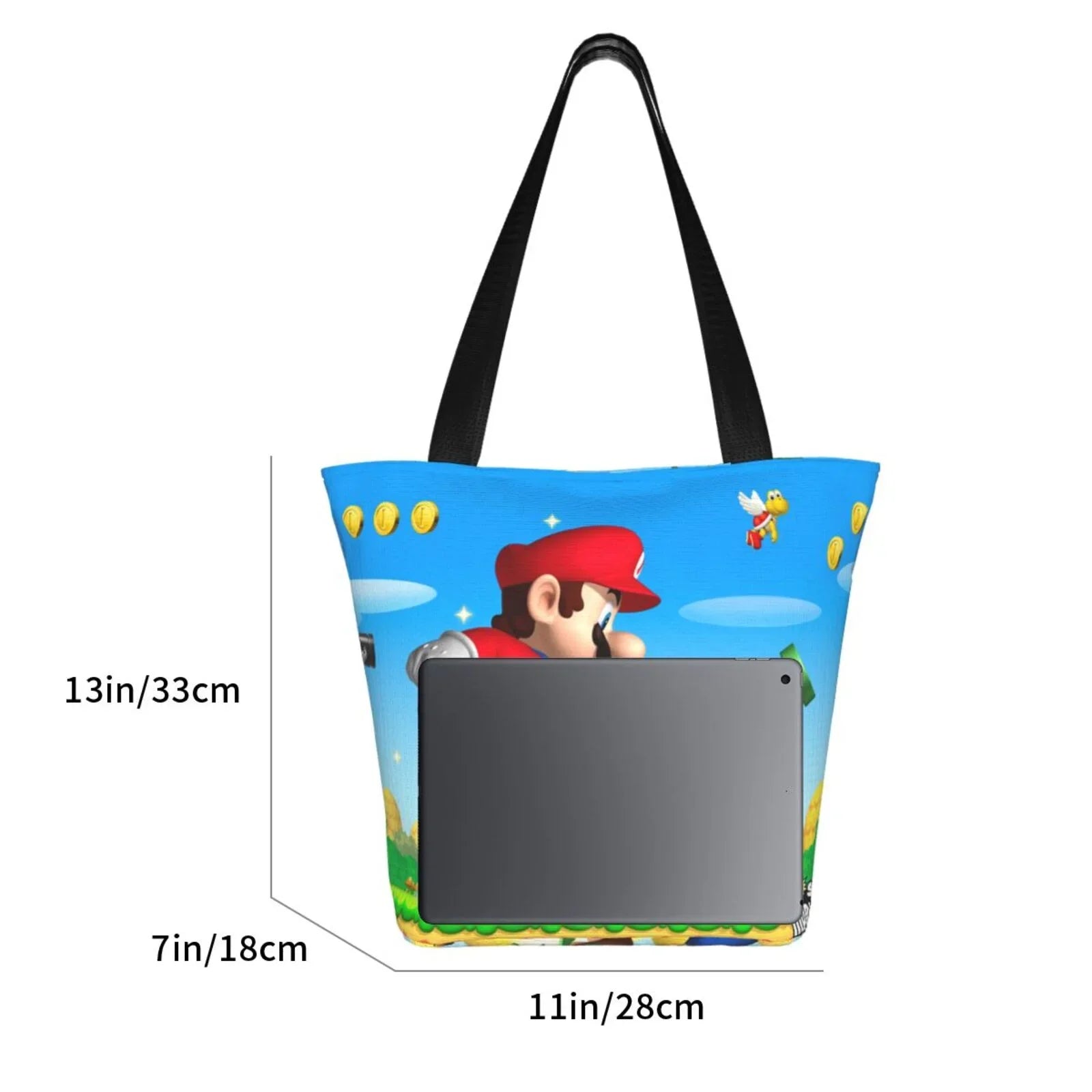Super Mario Animated Gentlemen Tote Bag Large Capacity Shoulder Handbag For Travel Beach Shopping Business Work School