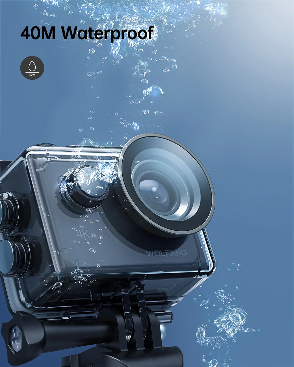 WF Action Cam 4K 60FPS 24MP Sport Camera 40M Underwater Camera Waterproof with Touch Screen Vlog Camera EIS Remote Control 170° Wide Angle