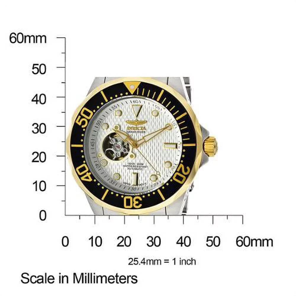 Invicta Individuals 13704 Grand Diver Automatic White Textured Face Two Tone Stainless Steel Watch