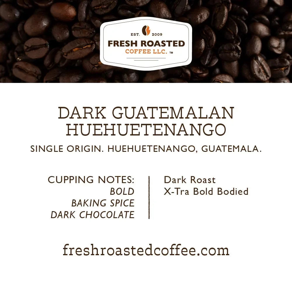Fresh Roasted Coffee, Dark Guatemalan Huehuetenango Coffee Pods, Dark Roast, K-cup Compatible, 72 Count