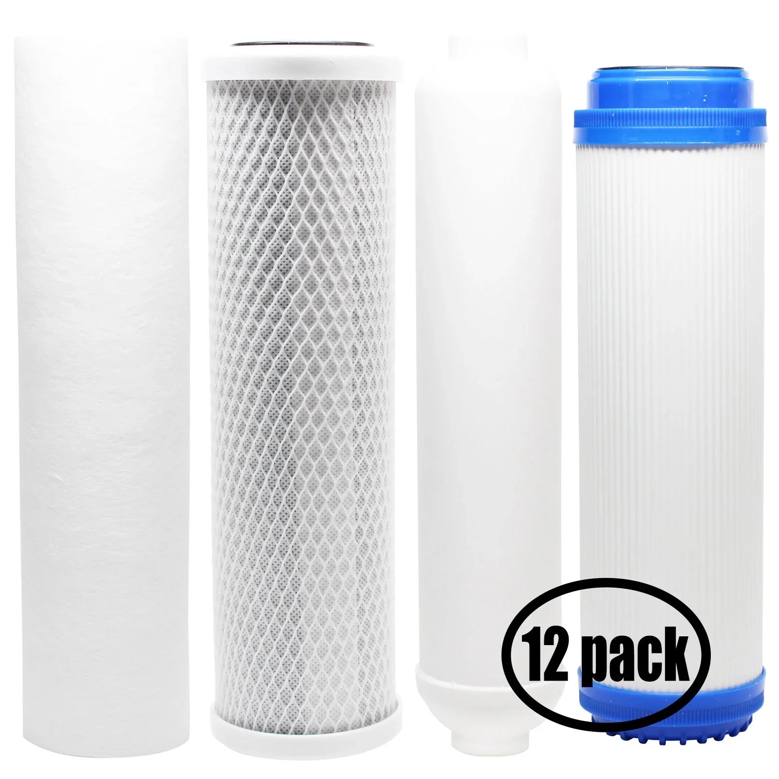 12-Pack Gentlemen for Filter Kit for Expres Water RODI10D RO System - Includes Carbon Block Filter, PP Individuals Filter, GAC Filter & Inline Filter Cartridge - Denali Pure Brand