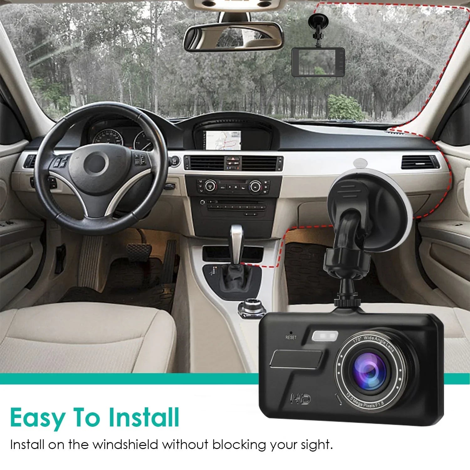 Front and Rear 1080P Dashcams for Cars iMounTEK Dual Dash Cam with 4in Touch IPS Screen Car Camera Driving Recorder for Taxi