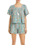 Roller Rabbit Gentlemen Peri Willow Cotton Swim Top Cover-Up (L, Teal Multi)