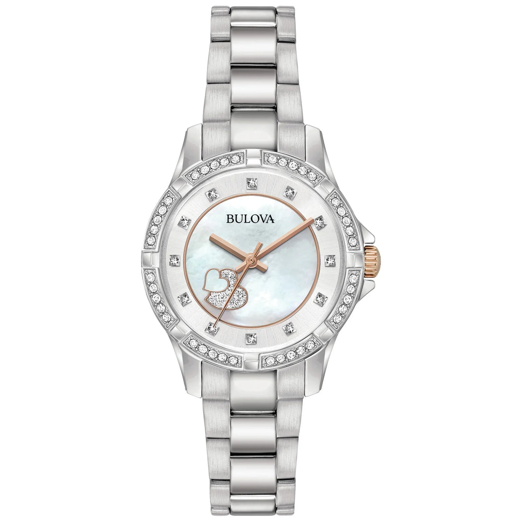 Bulova People Crystal Collection Mother Of Pearl Interface Watch - 98L232