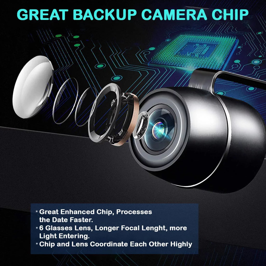 CAM118 Backup Camera Frame License Plate HD Night Vision Rear View 170° Angle Waterproof Compatible with Clarion, Dual, BOSS, Jensen, Stinger, Pioneer, SoundStream, Sony, Kenwood, JVC, Rockford