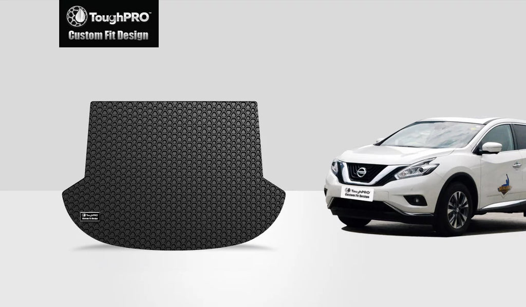 ToughPRO - Trunk Mat Compatible with Nissan Murano - All Weather Heavy Duty (Made in USA) - Midnight Rubber - 2019
