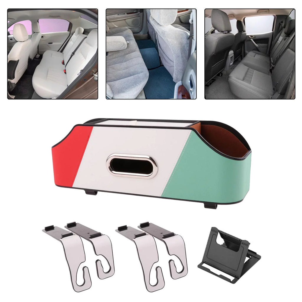 Car Seat Back Organizer Tissue Holder Phone Holder Keep Tidy PU Leather Travel Road Trips Universal Storage Detachable with Cup Holder Style B