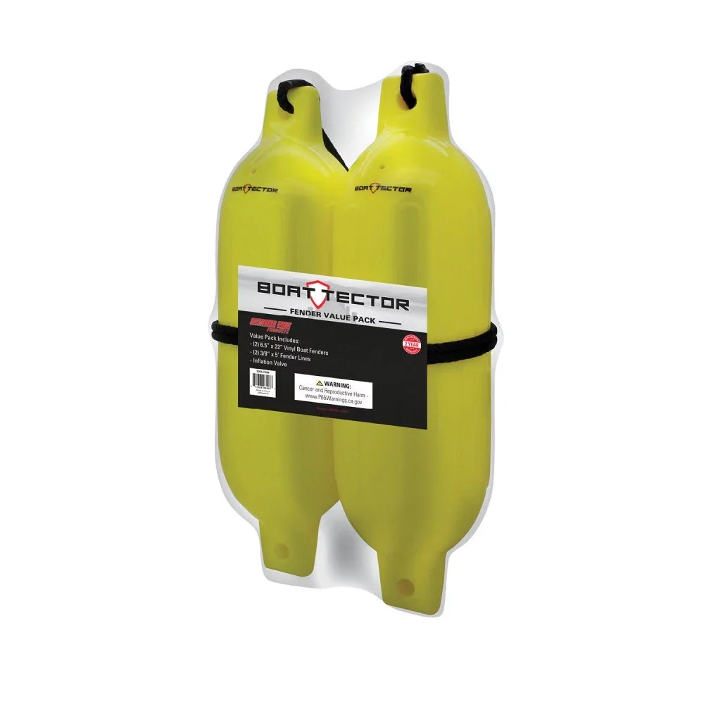 Extreme Max 3006.7599 BoatTector Inflatable Final Point Value 2-Pack - 6.5" x 22", Neon Yellow