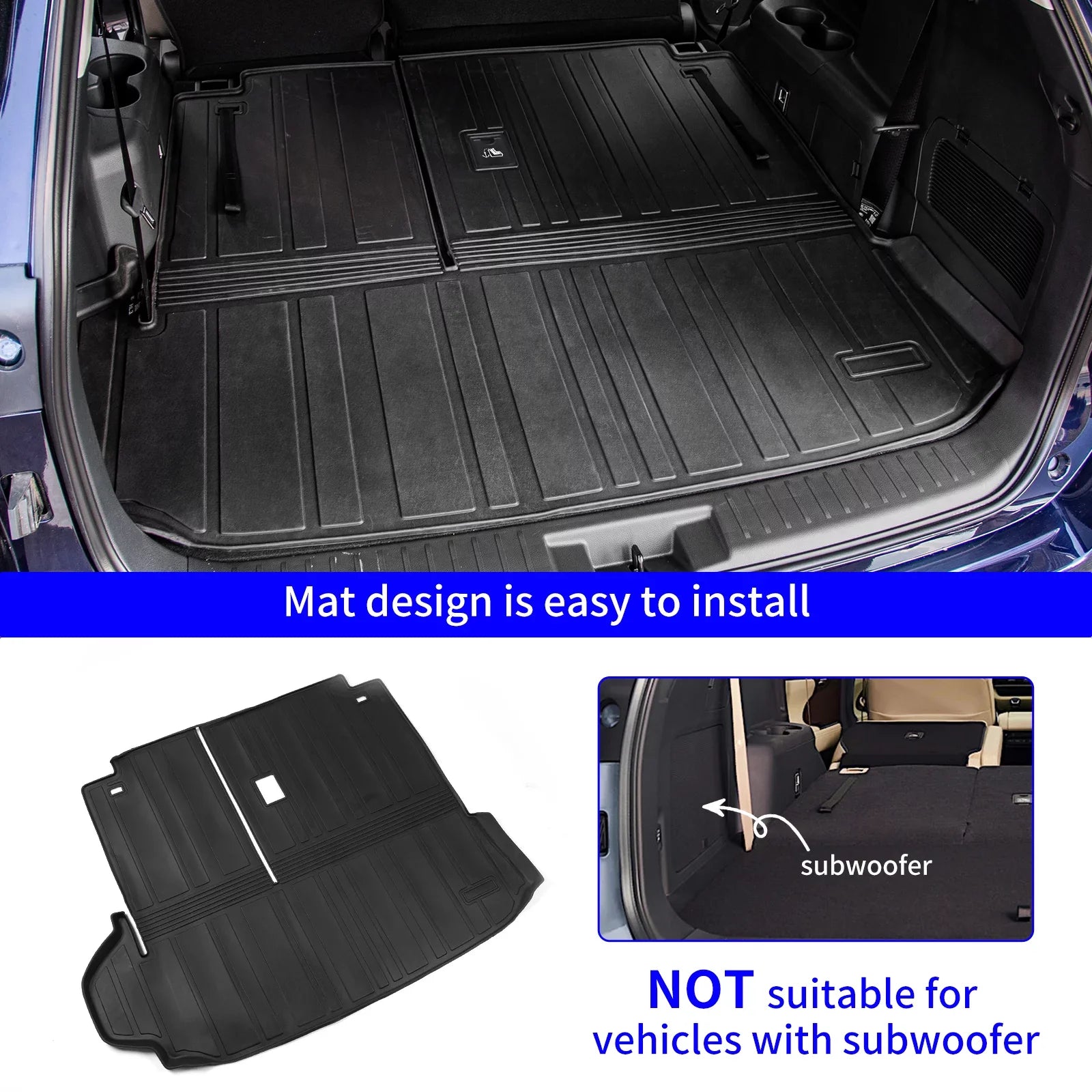 Cargo Mat Compatible with 2020-2024 Toyota Highlander Trunk Mat Cargo Liner TPE Back Seat Cover Protector 2022 7 Seats Highlander Accessories (2020-2023, Trunk Mat with Backrest Mat)