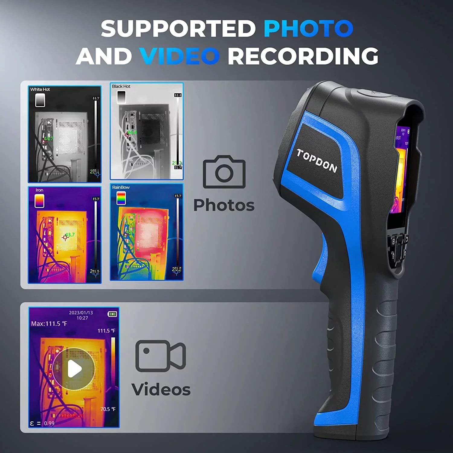 TOPDON TC004 Thermal Imaging Camera 256 x 192 IR High Resolution 12-Hour Battery Life Thermal Camera Handheld Infrared Camera