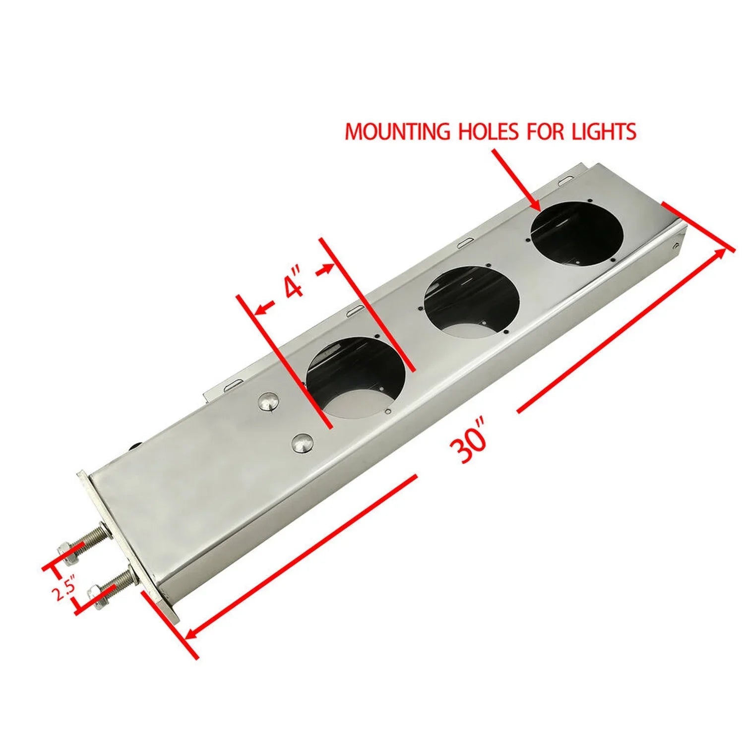 POWERWORKS Stainless Steel Straight Spring Loaded Mud Flap Hanger Bracket Mudflap Holder Set 2.5" Bolt Spacing 30" Length fit for Semi Trucks