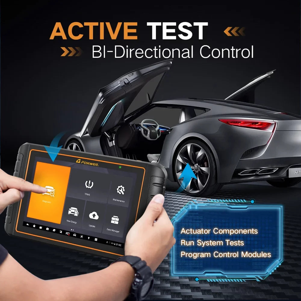 Foxwell GT75TS OBD2 Scanner Automotive Bidirectional Diagnostic Tool Professional ECU Coding Active Test TPMS Programming Tool Car Code Reader All System Scanner with 36 Reset Services EOBD OBD Tool