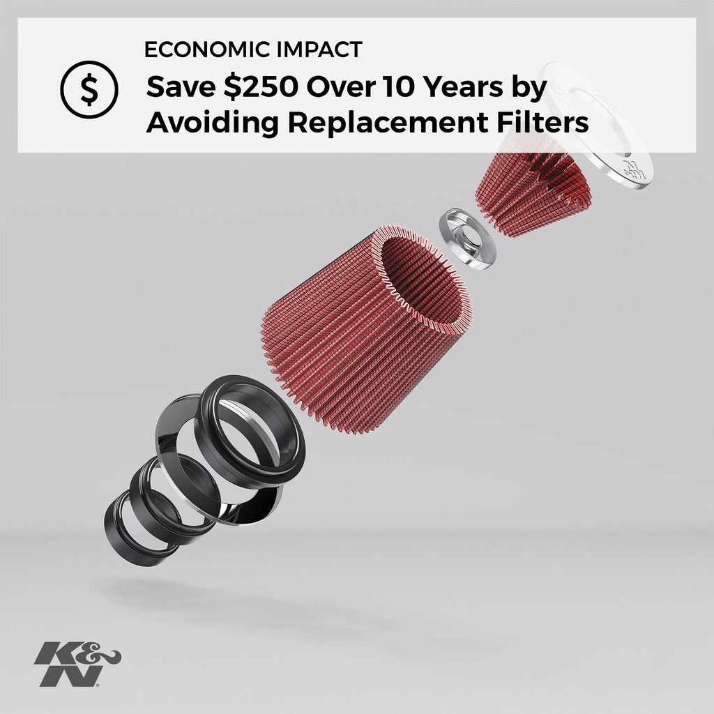K&N Universal Clamp-On Air Filter: High Performance, Premium, Washable, Gentlemen Filter: Flange Diameter: 3.125 In, Filter Height: 6 In, Flange Length: 0.75 In, Shape: Round Tapered, RU-3250