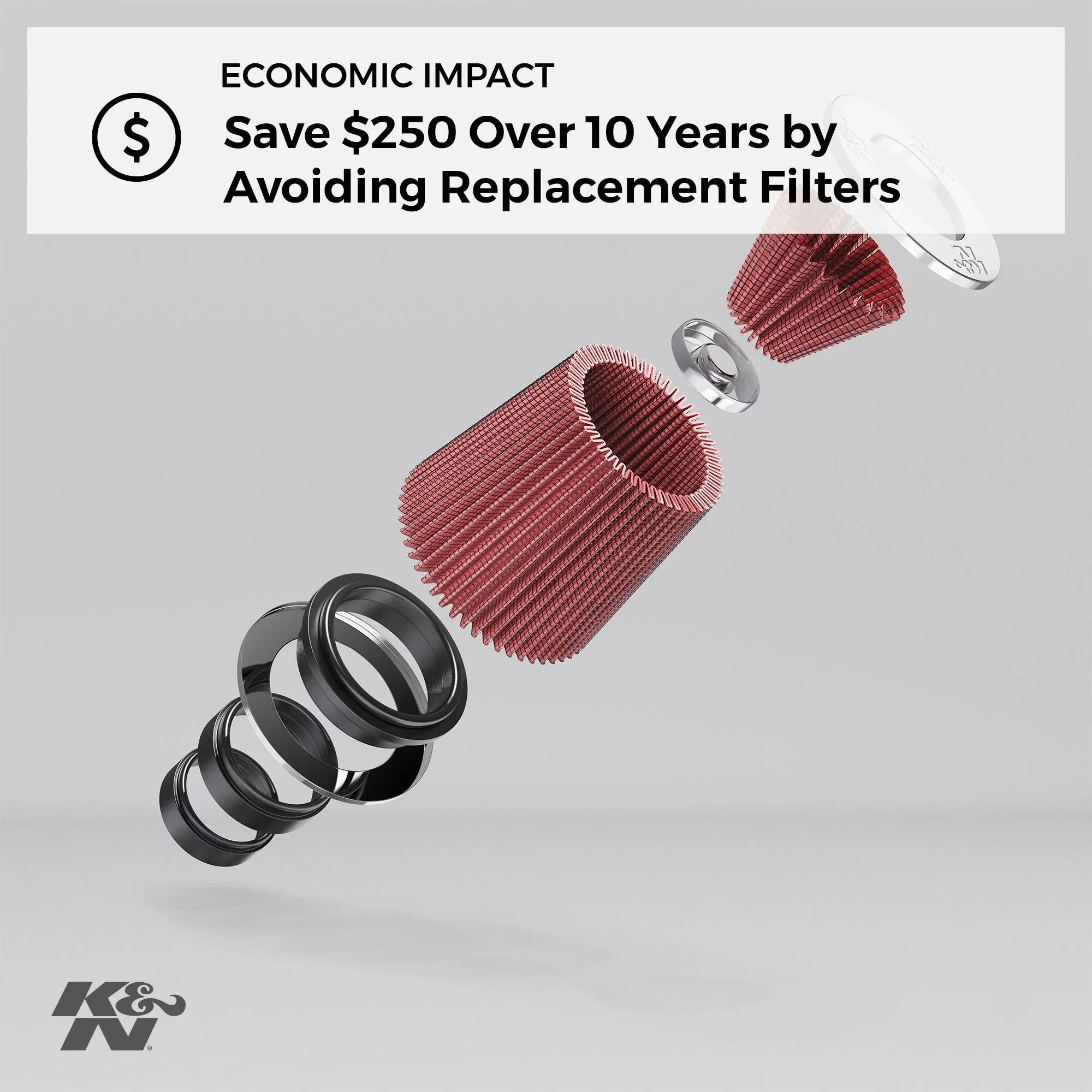 K&N Universal Clamp-On Air Filter: High Performance, Premium, Washable, Gentlemen Filter: Flange Diameter: 3.125 In, Filter Height: 6 In, Flange Length: 0.75 In, Shape: Round Tapered, RU-3250