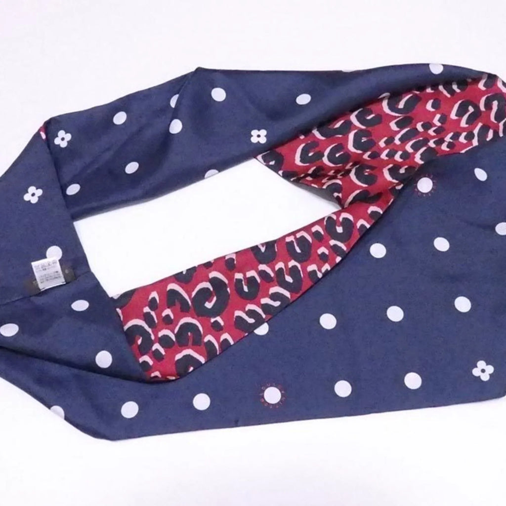 Pre-Owned Louis Vuitton Scarf Snood Leopard Navy x Red Multicolor 100% Silk People M74608 (Good)