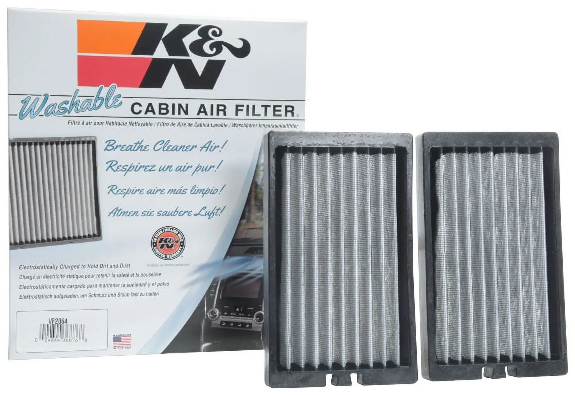 K&N VF2064 CABIN AIR FILTER (2 PIECE DESIGN)