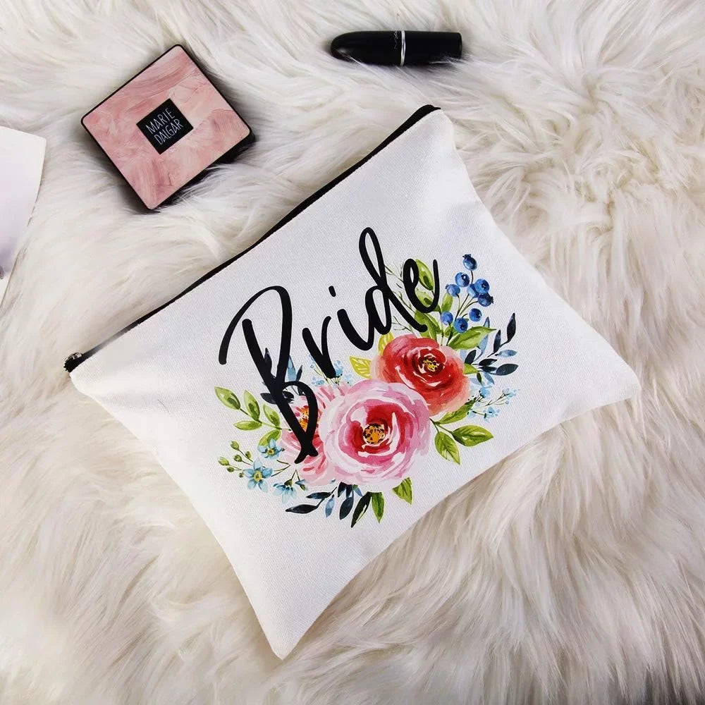 Charmoly Bridal Shower Gifts Bachelorette Gifts Bachelorette Party Favors Wedding Gifts Gentlemen Gifts Bride Gifts Bride Makeup Bag Miss to Mrs Bride to be Gifts Cosmetic Bag (Blue-Pink)