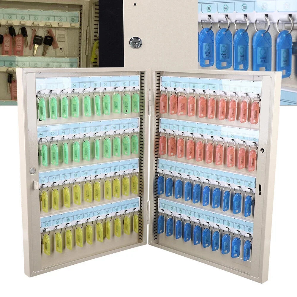 Wall Mounted 80 Key Storage Cabinet Lock Box Safe Organizer Car Dealership Holder
