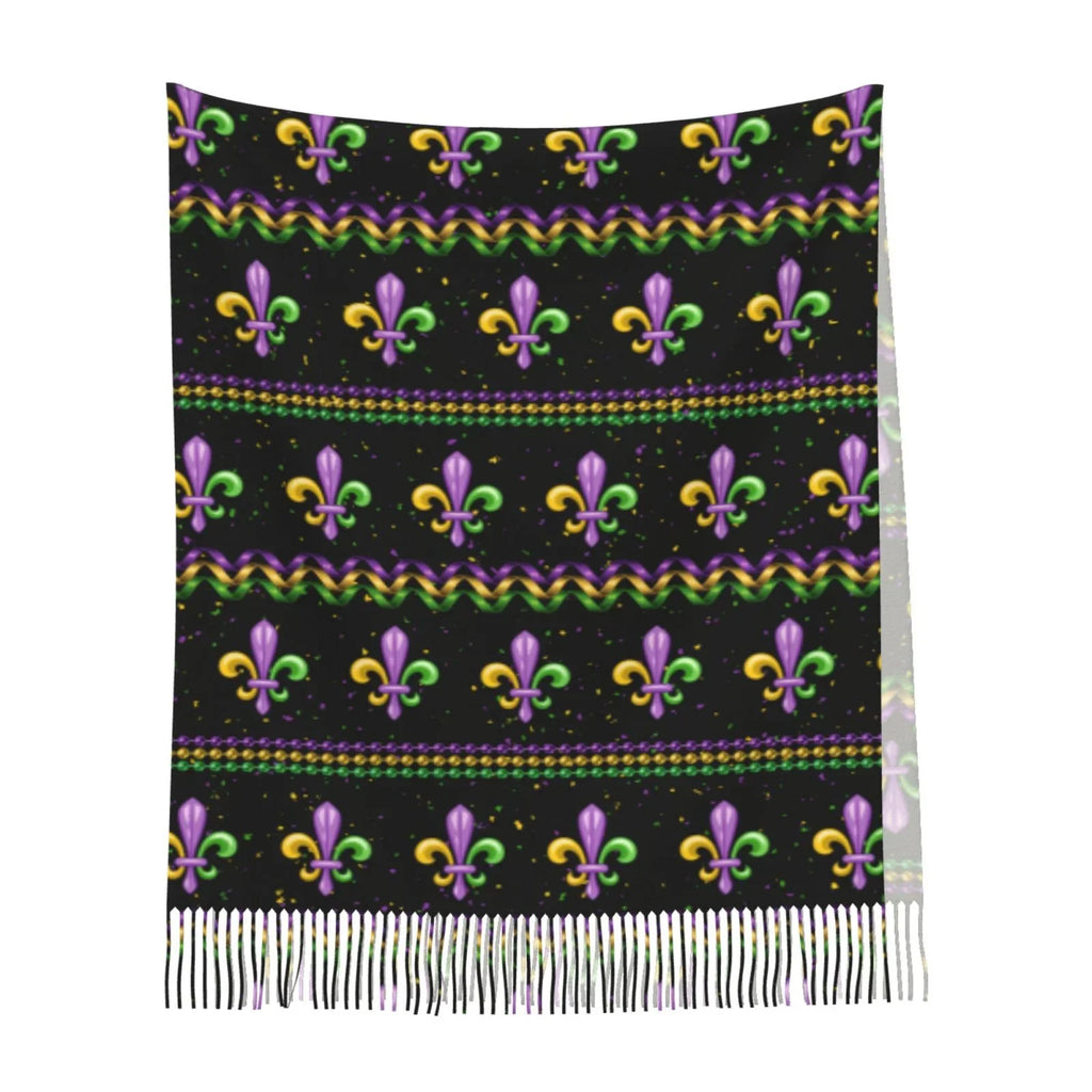 Junzan Lightweight People Fashion Mardi Gras Fleur De Lis Printed Winter Fall Warm Scarves Scarf Shawl