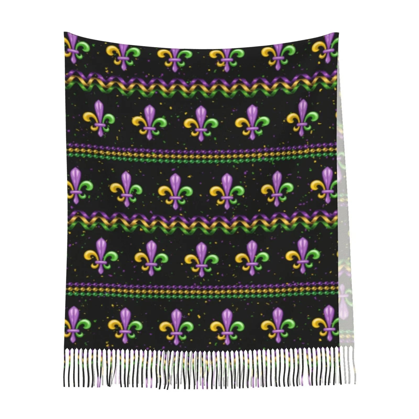 Junzan Lightweight People Fashion Mardi Gras Fleur De Lis Printed Winter Fall Warm Scarves Scarf Shawl