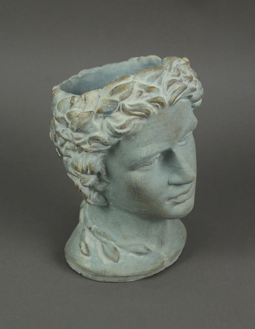 Mayrich Gray Gentlemen Greek Warrior Bust Planter 9.25 in x, 6.75 in x 7.25 in