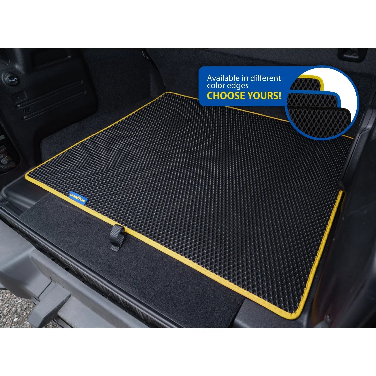 Goodyear Custom Fit Cargo Mat Liner for Jeep Wrangler 2019-2024 - Heavy Duty Trunk Liner, Dimond Shape, Luggage with Waterproof, Liquid & Dirt Trapping Technology - Anti-Slip Cargo Liner - GY004562