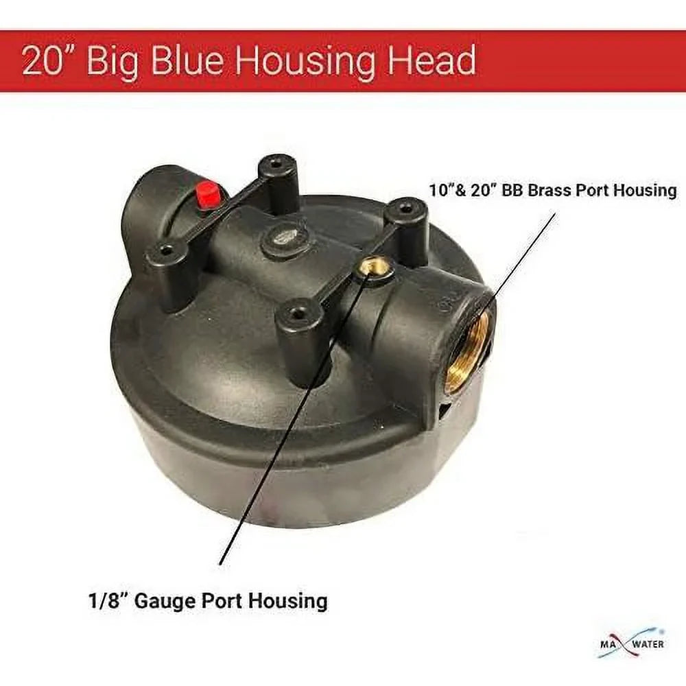 2 Pack 10" BB Clear Whole House System Filter Housing 1" NPT Brass Ports W/Pressure Release, 2 Pressure Gauges, Wrench 2 Brackets