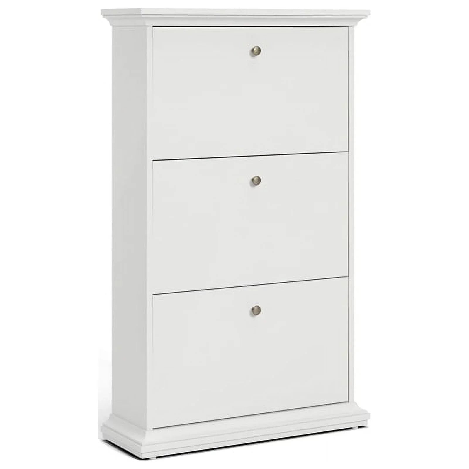 Allora Contemporary 3 Drawer Wood Shoe Cabinet in White