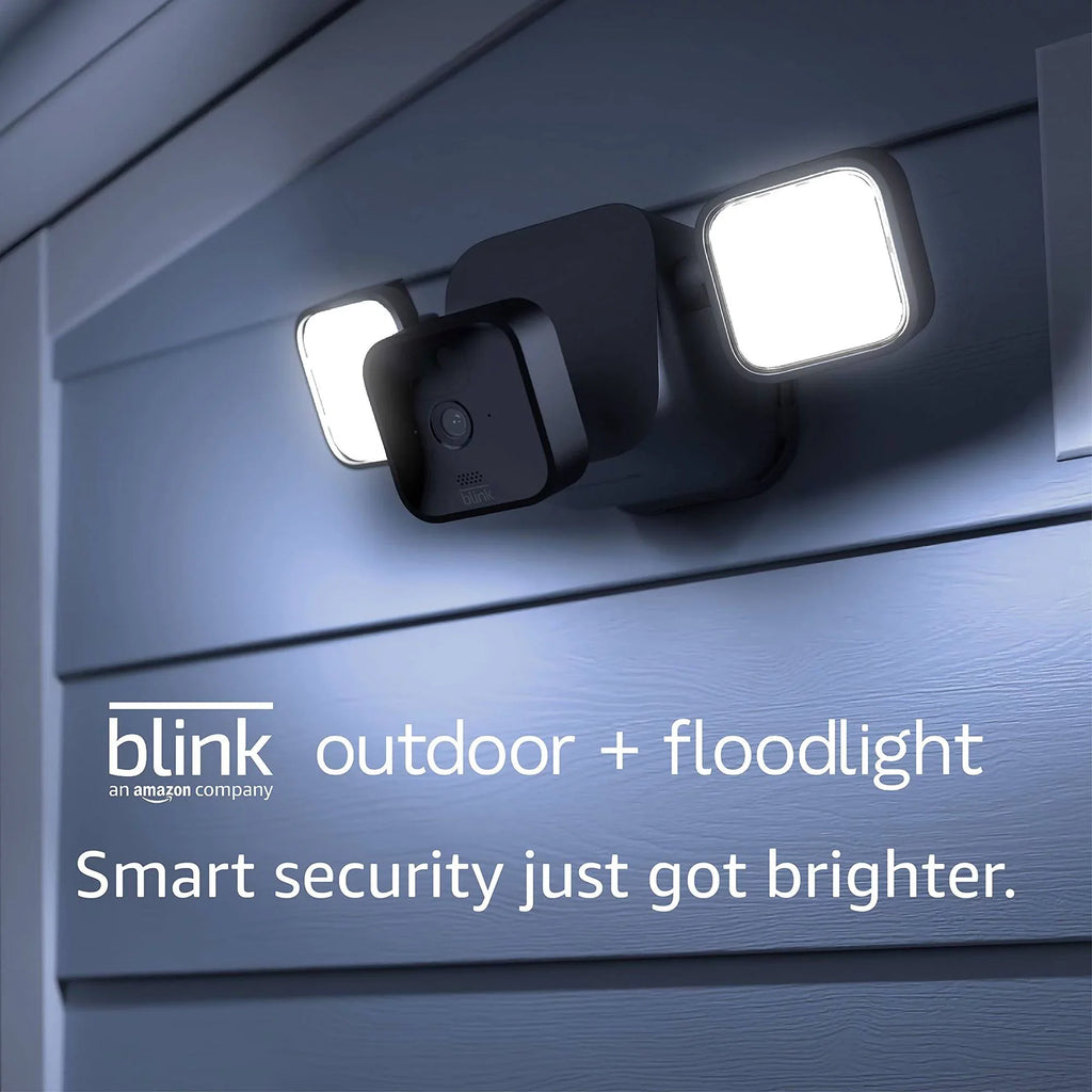 Blink_Outdoor Whole Home Bundle, 1 Floodlight Mount, 3 Outdoor & 1 Indoor Cameras, Video Doorbell + VIECAM 32GB USB Drive & Cleaning Cloth