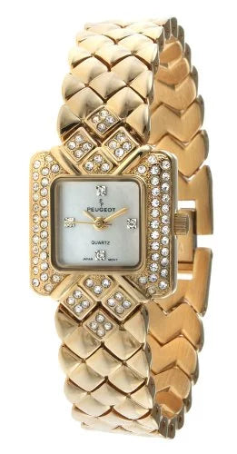 Peugeot Individuals 768G Gold-Tone Swarovski Crystal Accented Bracelet Watch