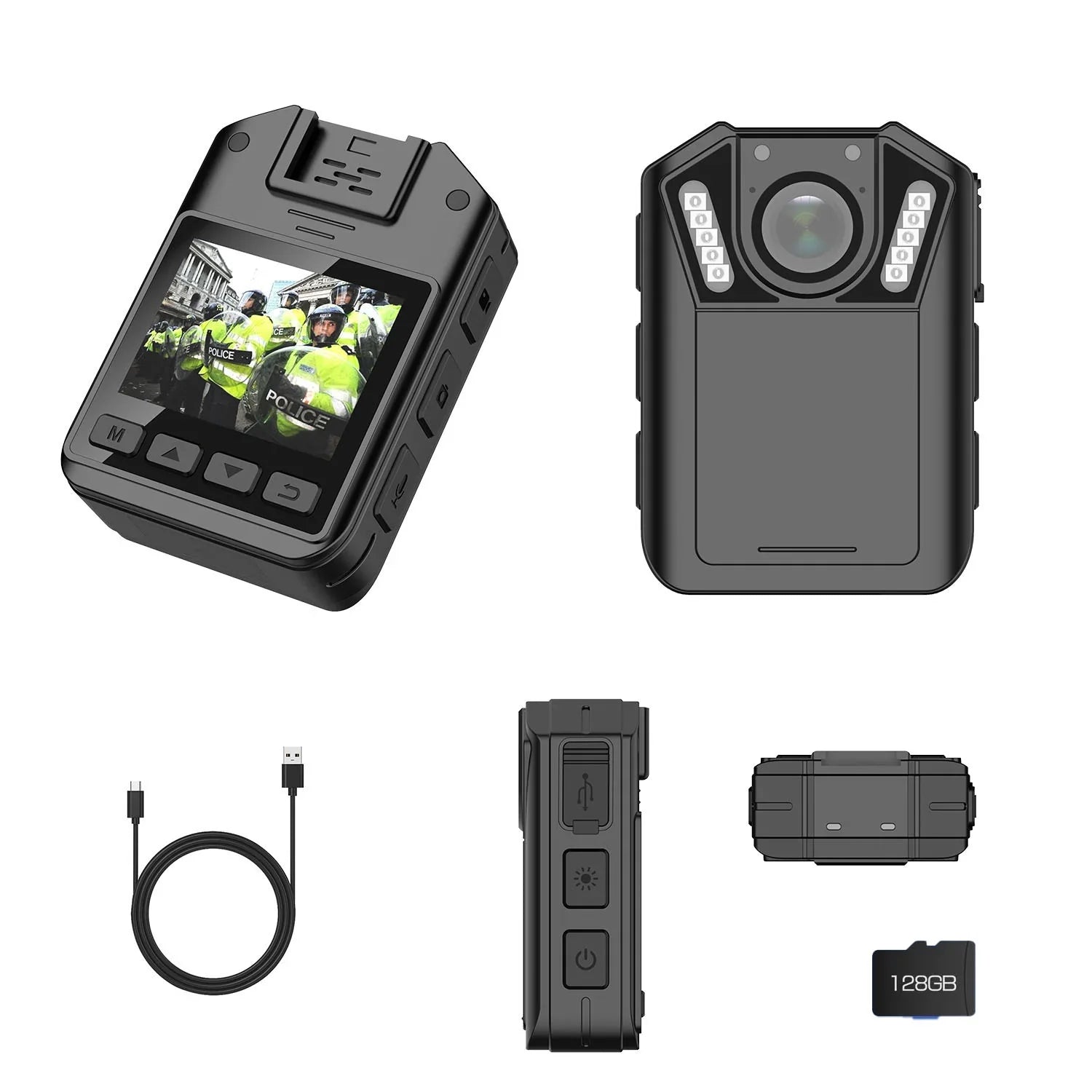 RONY 1440P Mini Body Camera - 128GB Wearable Police Body Camcorder with Night Vision - Waterproof Body Cam with Audio and Video Recording for Law People Security Guard Home