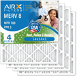 14x14x1 Air Filter MERV 8 Comparable to MPR 700 & FPR 5 Electrostatic Pleated Air Conditioner Filter 4 Pack HVAC AC Premium USA Made 14x14x1 Furnace Filters by AIRX FILTERS WICKED CLEAN AIR.