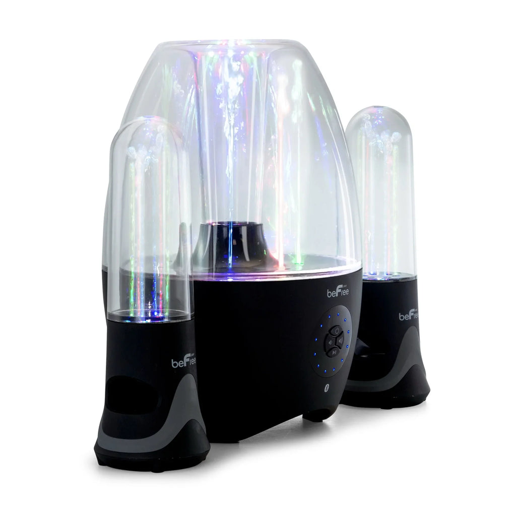 BeFree Sound LED Dancing Water 2.1-Channel Bluetooth® Multimedia Sound System, 7.5"H x 10.5"W x 13.5"D, Ebony 995102699M