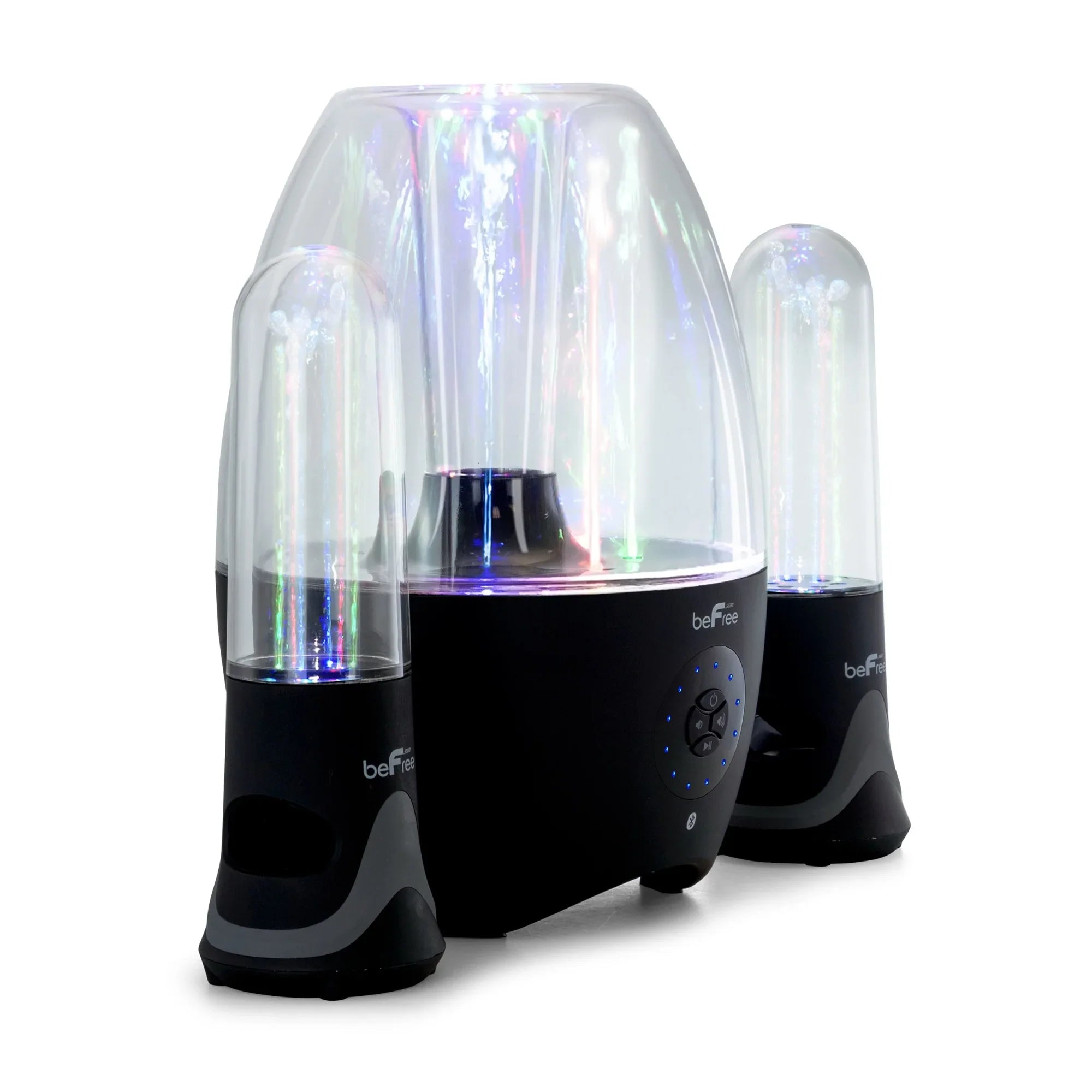 BeFree Sound LED Dancing Water 2.1-Channel Bluetooth® Multimedia Sound System, 7.5"H x 10.5"W x 13.5"D, Ebony 995102699M