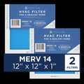 Medify Air 12x12x1 Pleated Filter 95% Particles HEPA Air Cleaning (MERV 14, 2-Pack)